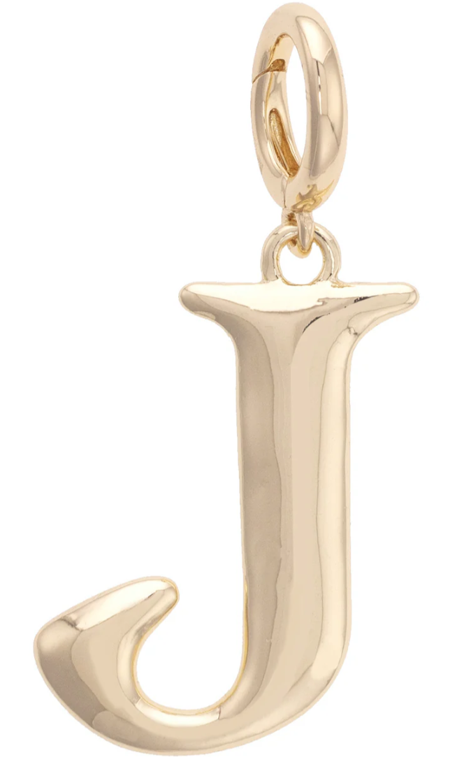 Canvas Style Charm Bar- Letter Initial Pendant Charm in Shiny Gold