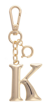 Canvas Style Charm Bar- Letter Initial Bag Charm in Shiny Gold