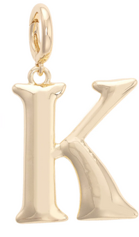 Canvas Style Charm Bar- Letter Initial Pendant Charm in Shiny Gold