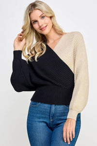 Kylie  Color Block Wrap Sweater