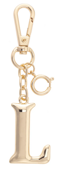 Canvas Style Charm Bar- Letter Initial Bag Charm in Shiny Gold