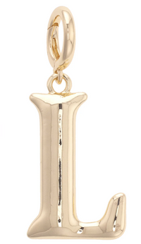 Canvas Style Charm Bar- Letter Initial Pendant Charm in Shiny Gold
