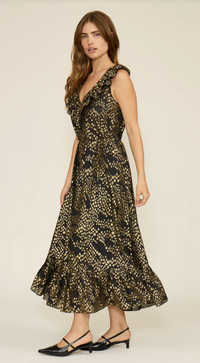 Lucy Paris Lacey Ruffle Maxi Dress - Black Gold