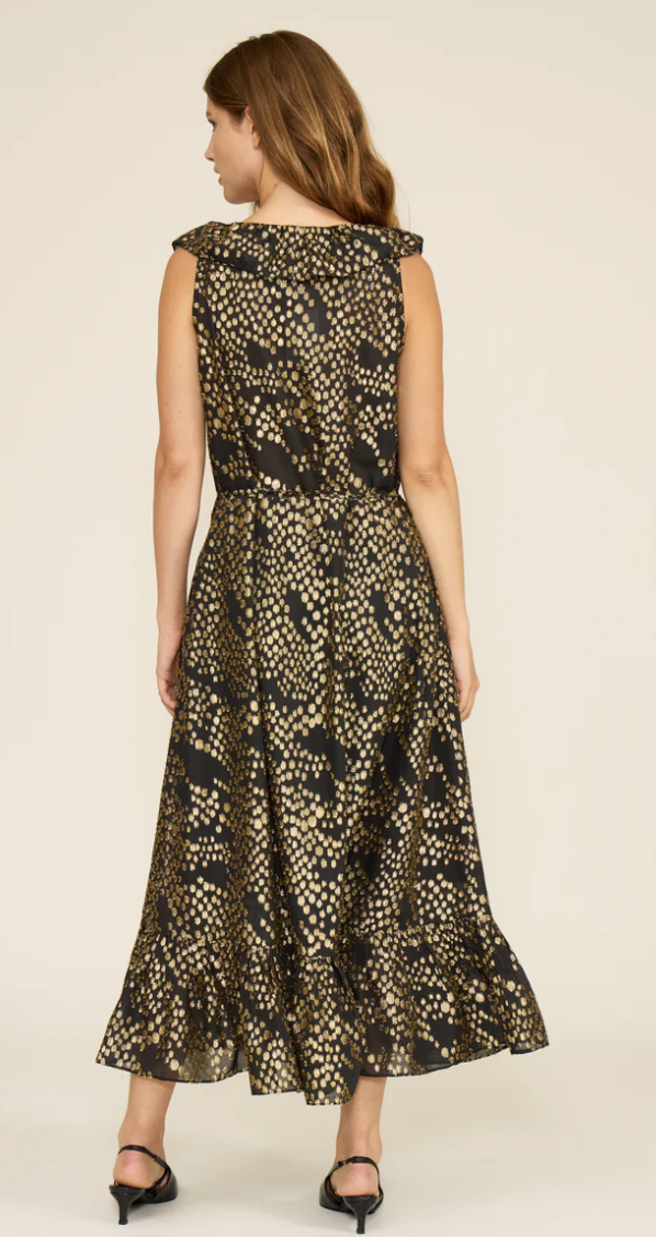 Lucy Paris Lacey Ruffle Maxi Dress - Black Gold
