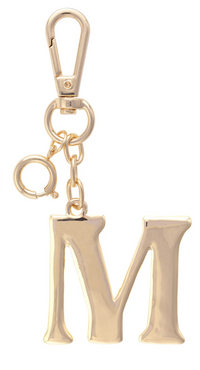 Canvas Style Charm Bar- Letter Initial Bag Charm in Shiny Gold
