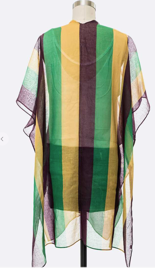 Mardi Gras Color Kimono Cardigan