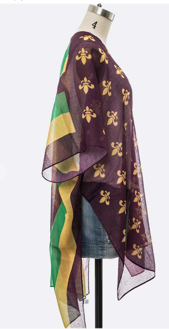 Mardi Gras Color Kimono Cardigan
