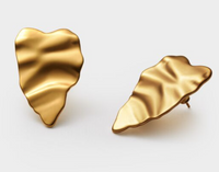 Molten Waterproof Gold Heart Oversized Earrings