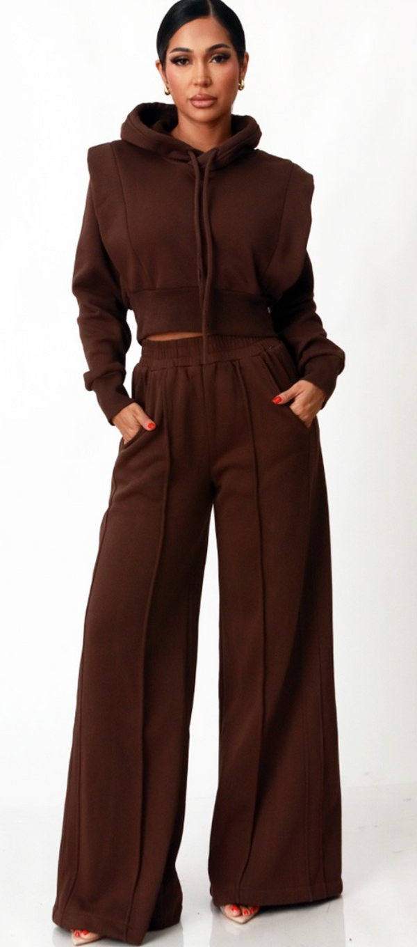 Nala Crop Hoodie And Wide Leg Jogger Set