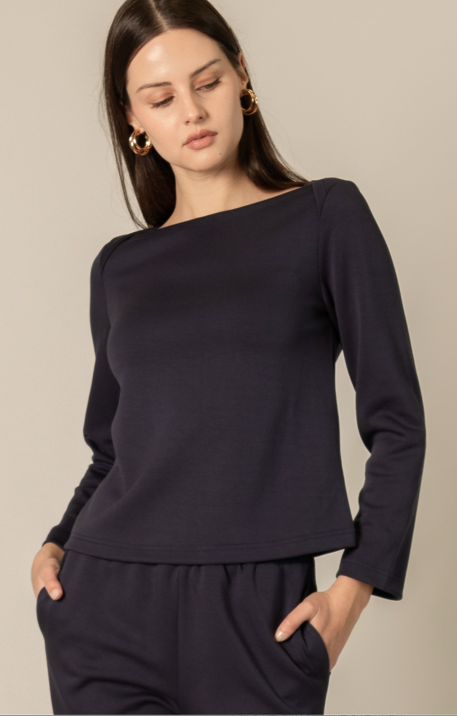 P. CILL Long Sleeve Round Neck Top