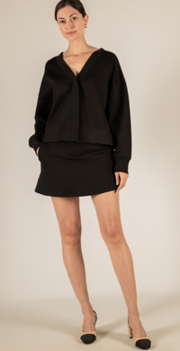 P. CILL Butter Modal Rib Contrast Oversized Cropped Cardigan