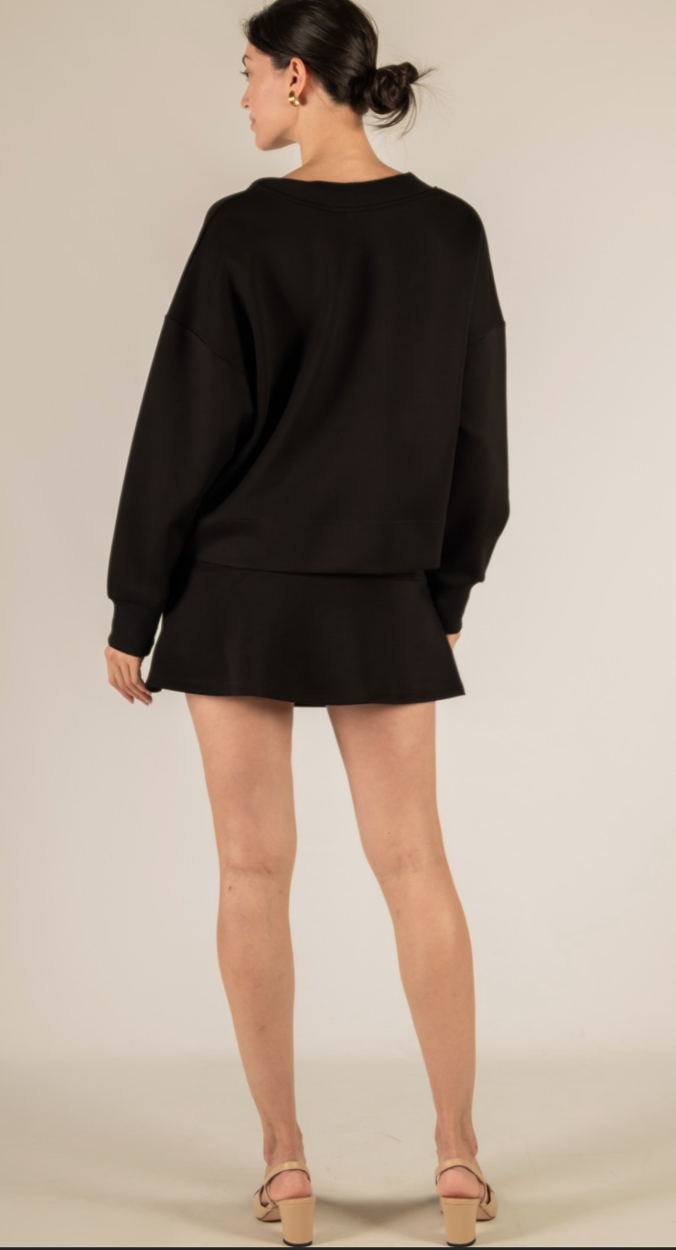 P. CILL Butter Modal Rib Contrast Oversized Cropped Cardigan