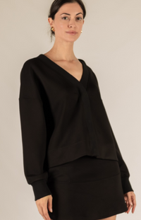 P. CILL Butter Modal Rib Contrast Oversized Cropped Cardigan
