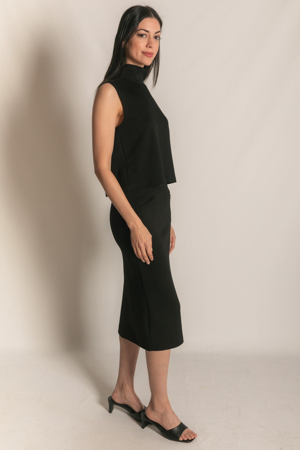 P. CILL Butter Modal Back Slit Pencil Skirt