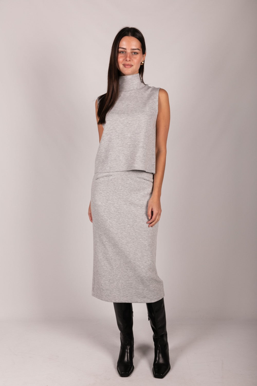 P. CILL Butter Modal Back Slit Pencil Skirt
