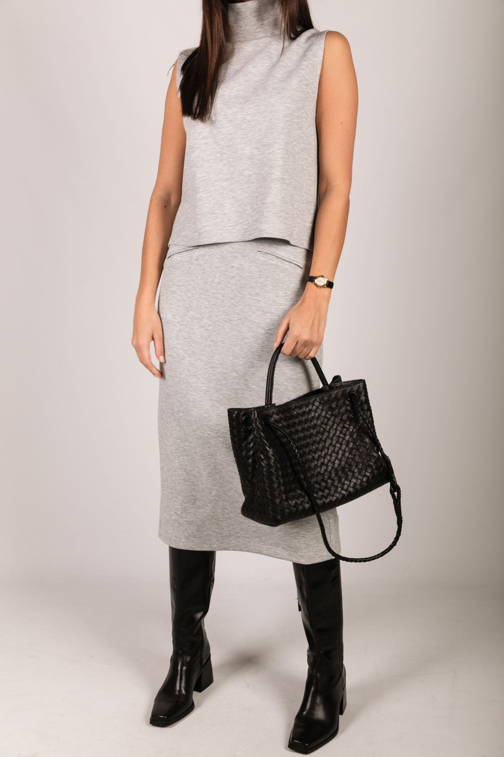 P. CILL Butter Modal Back Slit Pencil Skirt
