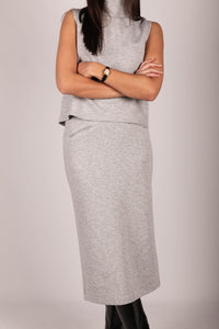 P. CILL Butter Modal Back Slit Pencil Skirt