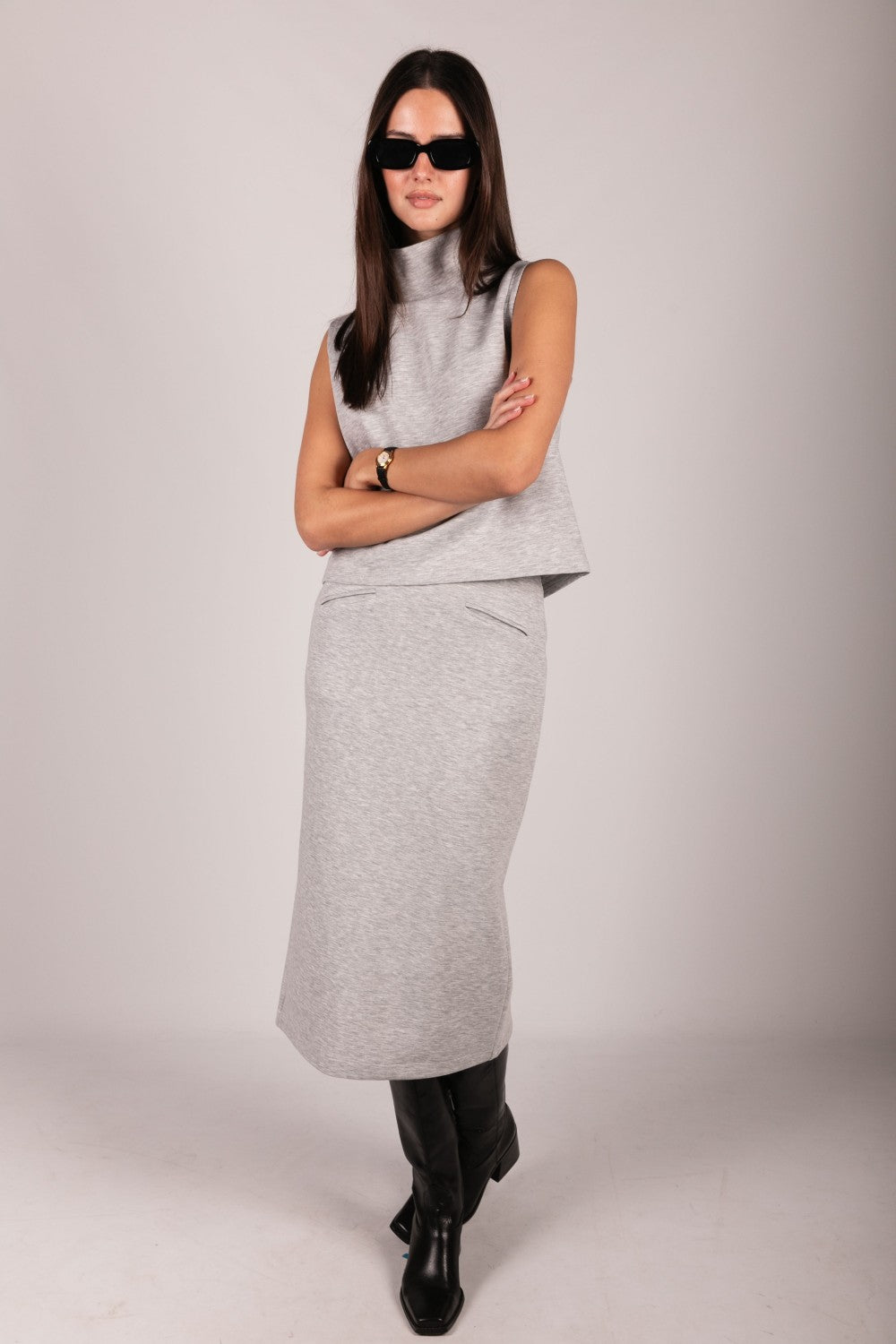 P. CILL Butter Modal Back Slit Pencil Skirt
