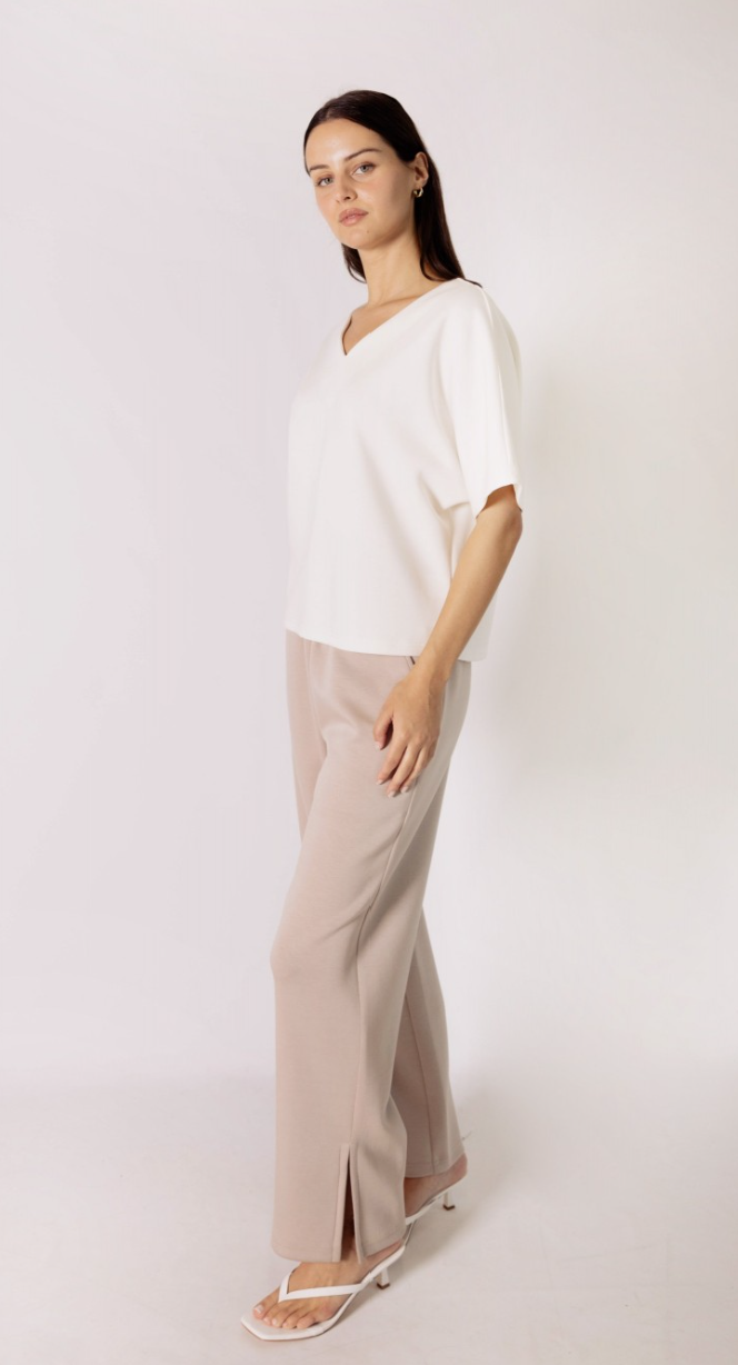 P.CILL Butter Modal V Neck Short Sleeve Top: Black