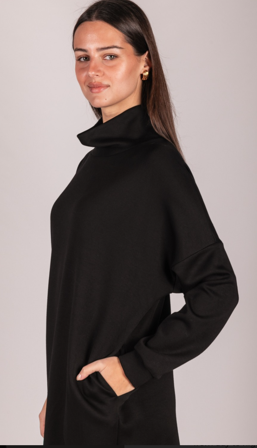 P. CILL Butter Modal Mock Neck Long Sleeve Mini Dress