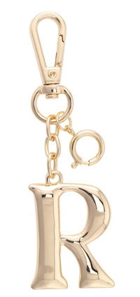 Canvas Style Charm Bar- Letter Initial Bag Charm in Shiny Gold