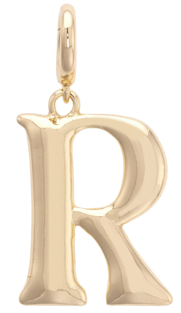 Canvas Style Charm Bar- Letter Initial Pendant Charm in Shiny Gold