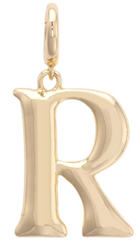 Canvas Style Charm Bar- Letter Initial Pendant Charm in Shiny Gold