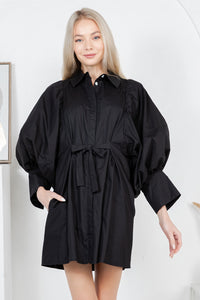 Gwenyth Big Long Sleeve Mini Shirt Dress