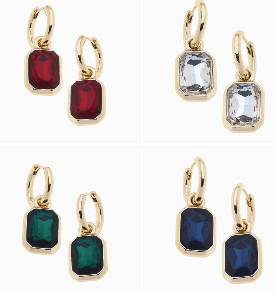 Reagyn Rhinestone Drop Hoop Earrings