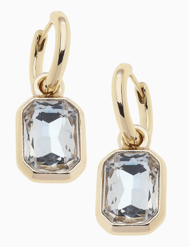 Reagyn Rhinestone Drop Hoop Earrings