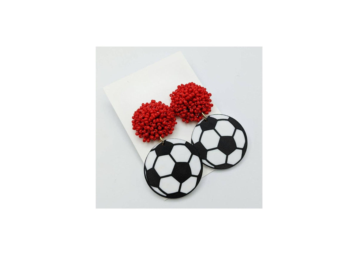 Soccer Earrings Game Day (Red or Green)