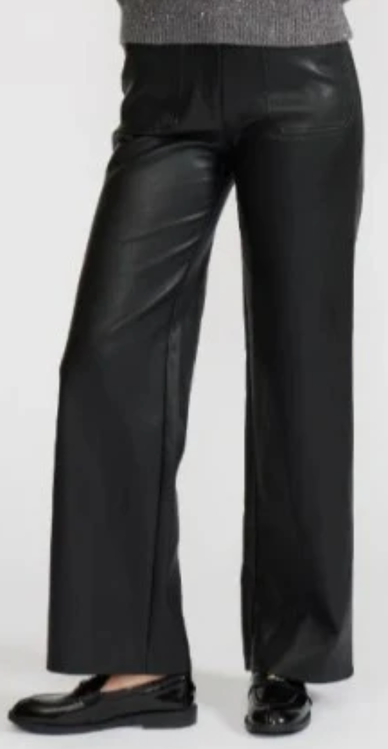 Reeve Black Faux Leather Pants