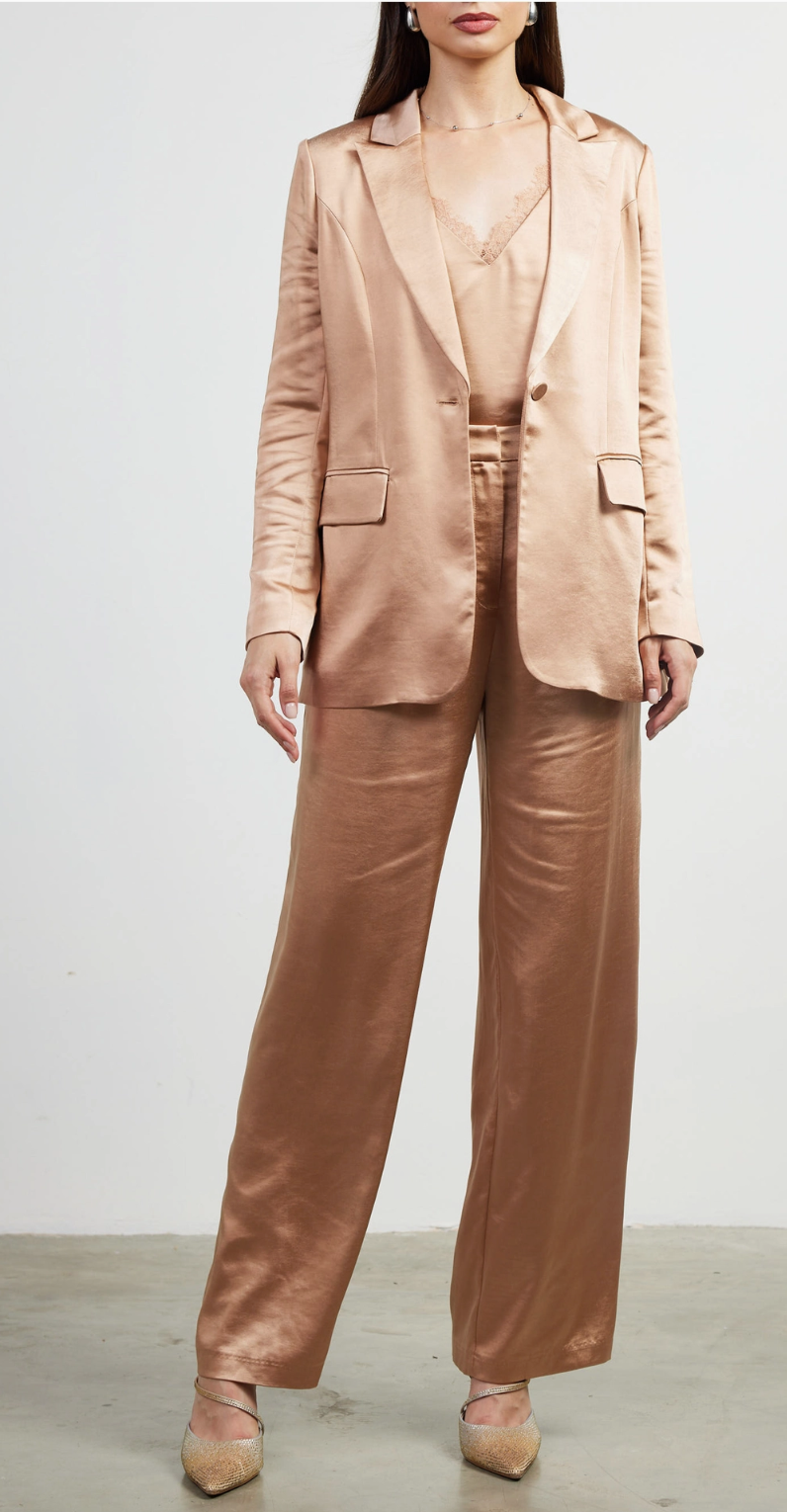 Elise One button Dull Satin Blazer