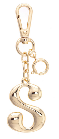 Canvas Style Charm Bar- Letter Initial Bag Charm in Shiny Gold