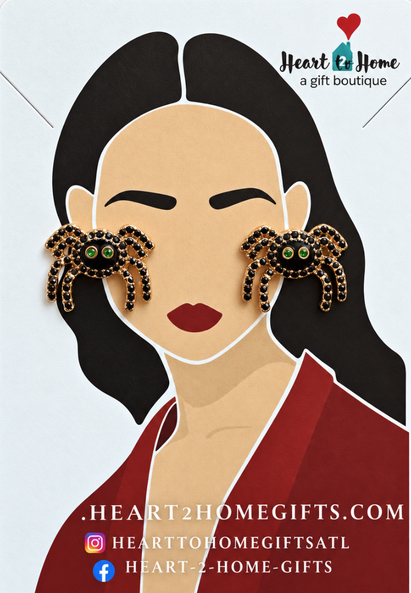 CANVAS STYLE CHARM BAR-Pavé Spider Stud Earrings in Black