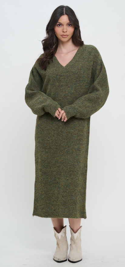 Susie COZY V-NECK MAXI SWEATER DRESS
