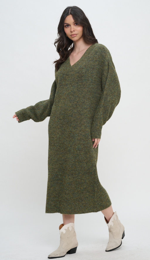 Susie COZY V-NECK MAXI SWEATER DRESS
