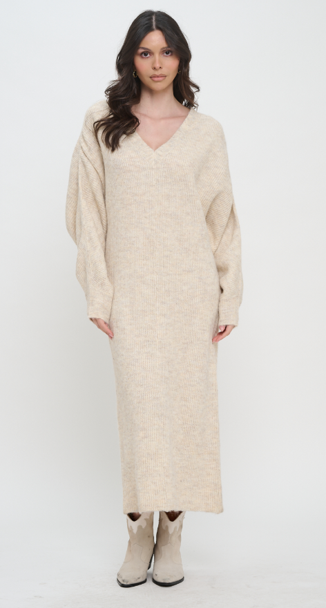 Susie COZY V-NECK MAXI SWEATER DRESS