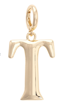 Canvas Style Charm Bar- Letter Initial Pendant Charm in Shiny Gold