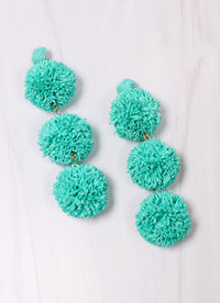 Buford Pom Pom Drop Earring HOT PINK, TURQUOISE or RED