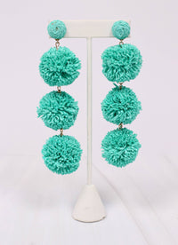 Buford Pom Pom Drop Earring HOT PINK, TURQUOISE or RED