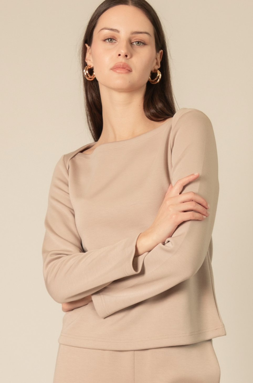 P. CILL Long Sleeve Round Neck Top