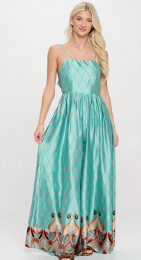 Desiree Feather Teal Jumpsuit