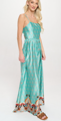 Desiree Feather Teal Jumpsuit