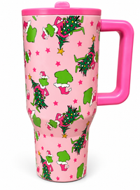 Jane Marie Pink Merry Mischief Christmas 30 oz Tumbler with Handle,  Sweatshirt, or Socks
