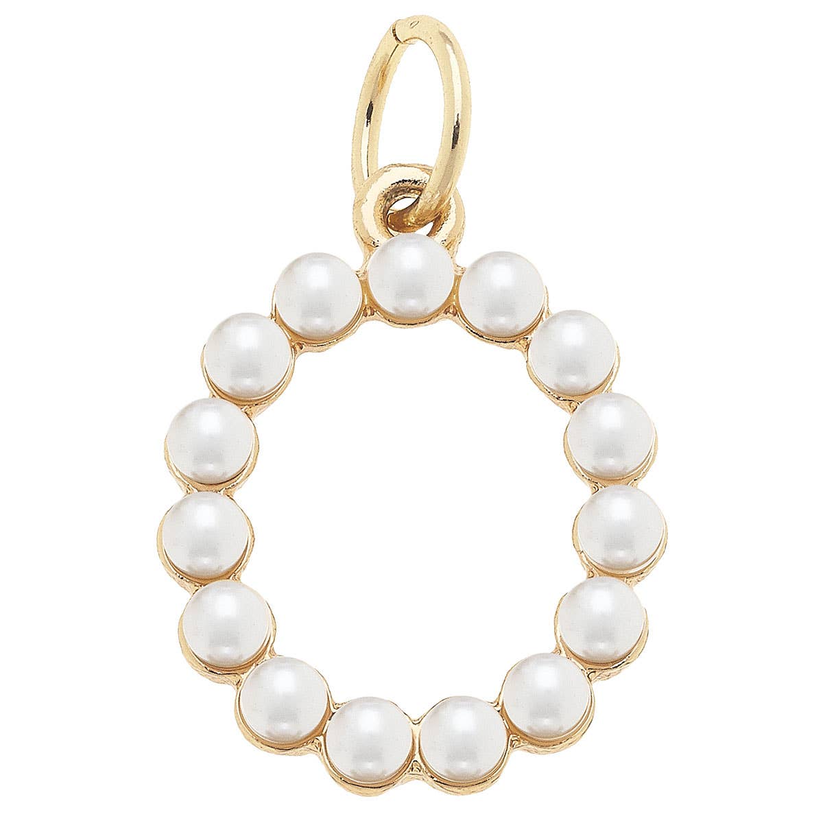 Pearl-Studded Letter Charm in Ivory: T