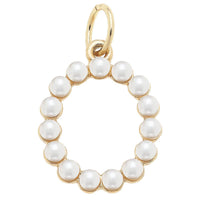 Pearl-Studded Letter Charm in Ivory: G