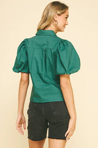 BUBBLE SLEEVE BLOUSE TOP - 5707TB: FAIRY RED / S