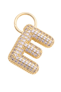 Canvas Style Charm Bar Letter Pave Initial Charm in Shiny Gold