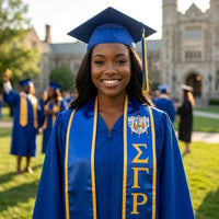 SGRHO Print Legacy Honor Stole in Blue with Gold: Color: Gold and Blue / Plating: Multi Tone / Size: 72 x 5 inches